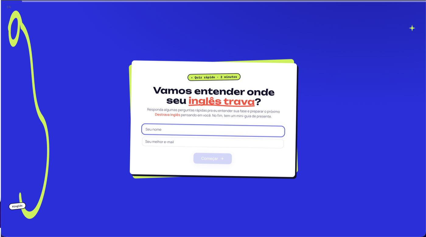 Pesquisa real em uso: Destrava Inglês
