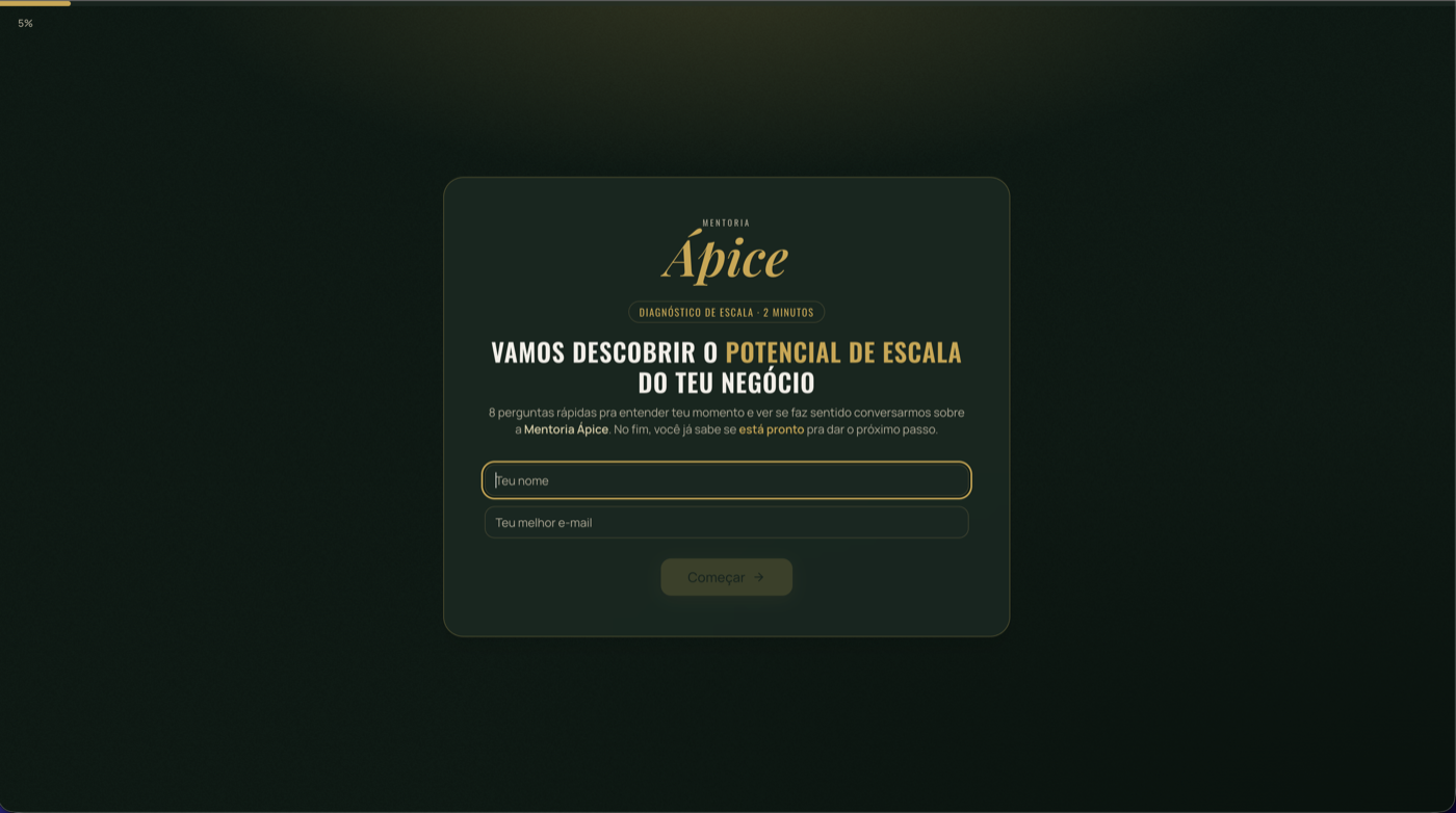 Pesquisa real em uso: Mentoria Ápice